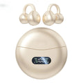 Fones de ouvido de condução óssea sem fio Bluetooth 5.4 OWS Clip on Ear Sport Headsets com display LED para academia e corrida