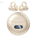 Fones de ouvido de condução óssea sem fio Bluetooth 5.4 OWS Clip on Ear Sport Headsets com display LED para academia e corrida