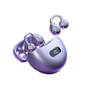 Fones de ouvido de condução óssea sem fio Bluetooth 5.4 OWS Clip on Ear Sport Headsets com display LED para academia e corrida